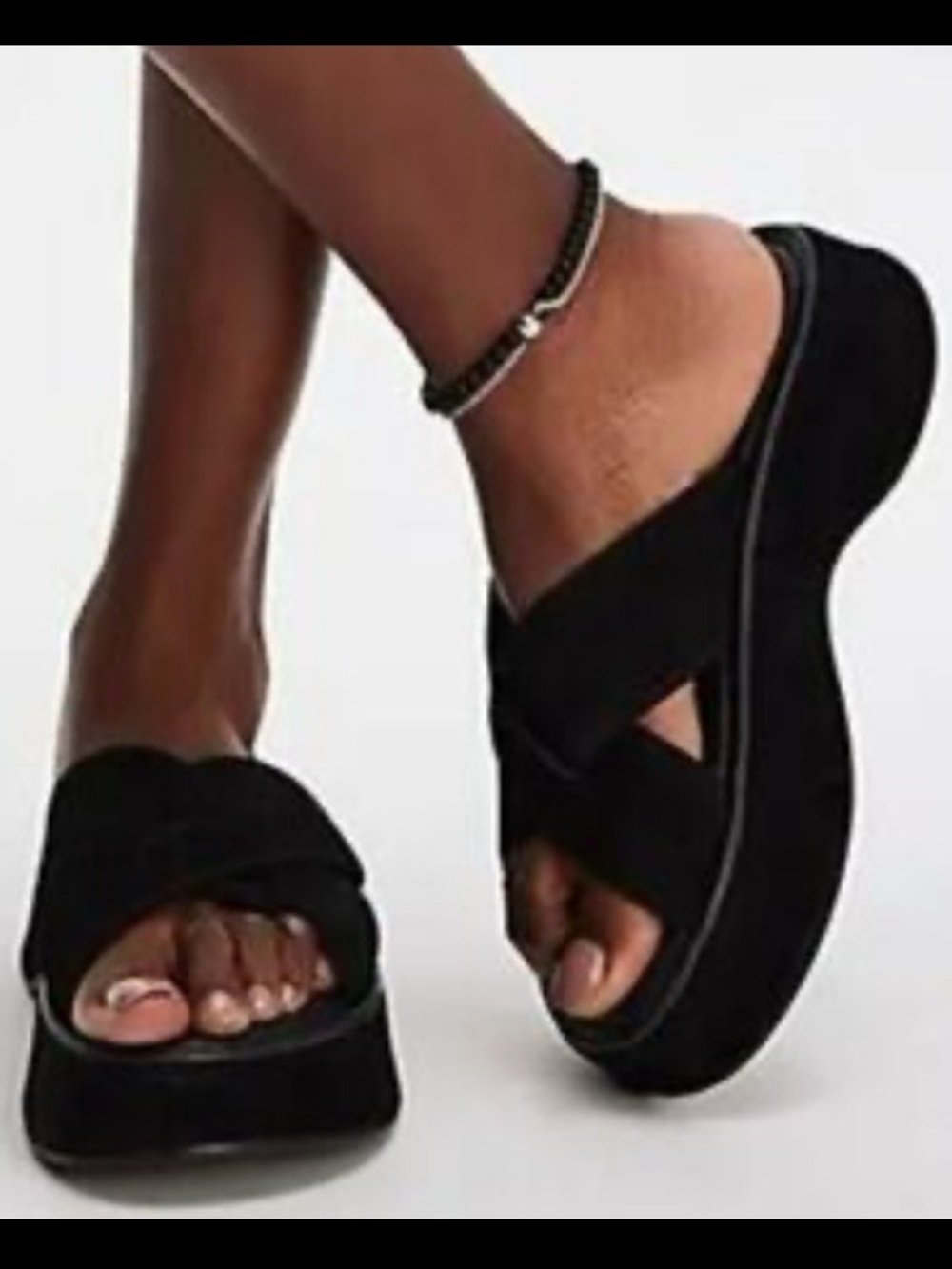 Free People Black Crisscross Platform Sandals